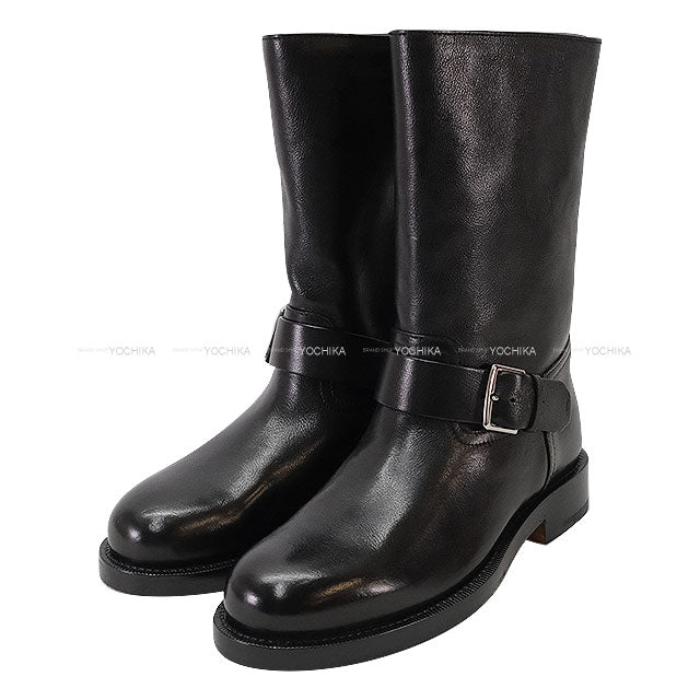 HERMES boots Ladies Short Leo Noir (Black) Leather #38[BRAND NEW][Authentic]