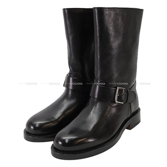 HERMES boots Ladies Short Leo Noir (Black) Leather #38[BRAND NEW][Authentic]
