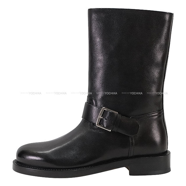 HERMES boots Ladies Short Leo Noir (Black) Leather #38[BRAND NEW][Authentic]