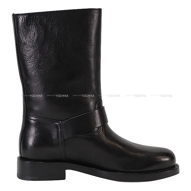 HERMES boots Ladies Short Leo Noir (Black) Leather #38[BRAND NEW][Authentic]