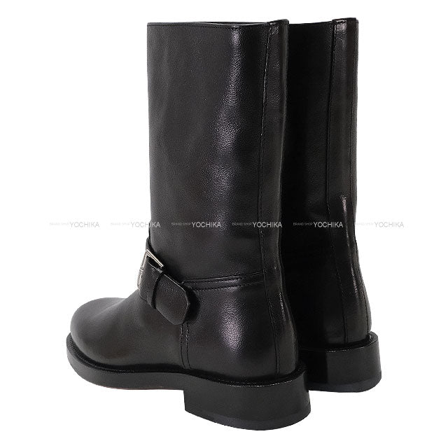 HERMES boots Ladies Short Leo Noir (Black) Leather #38[BRAND NEW][Authentic]