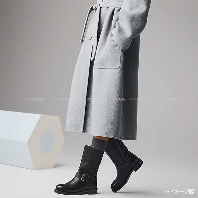 HERMES boots Ladies Short Leo Noir (Black) Leather #38[BRAND NEW][Authentic]