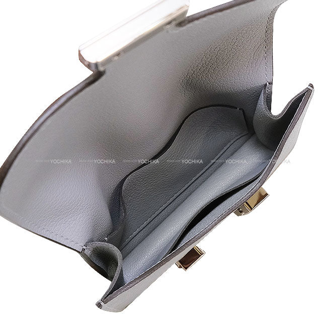 HERMES Bi-fold wallet Constance Slim Bleu Glacier Evercolor Silver HW Stamp K[BRAND NEW][Authentic]