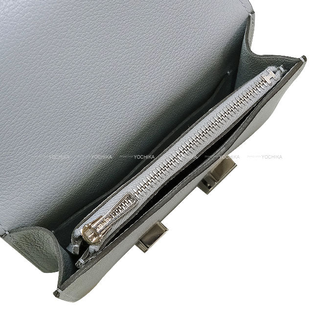 HERMES Bi-fold wallet Constance Slim Bleu Glacier Evercolor Silver HW Stamp K[BRAND NEW][Authentic]