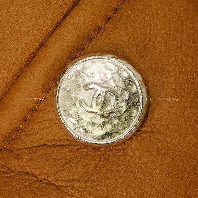 2024-2025AW CHANEL Shearling Long Coat Collarless Coco Button Camel Lambskin/Mouton #34 P78286[BRAND NEW][Authentic]