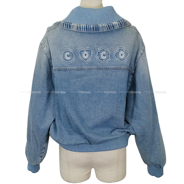 2025SS Coco Beach CHANEL Blouson Coco mark Heart Denim Jacket Blue Cotton #34 Silver HW P78559[BRAND NEW][Authentic]