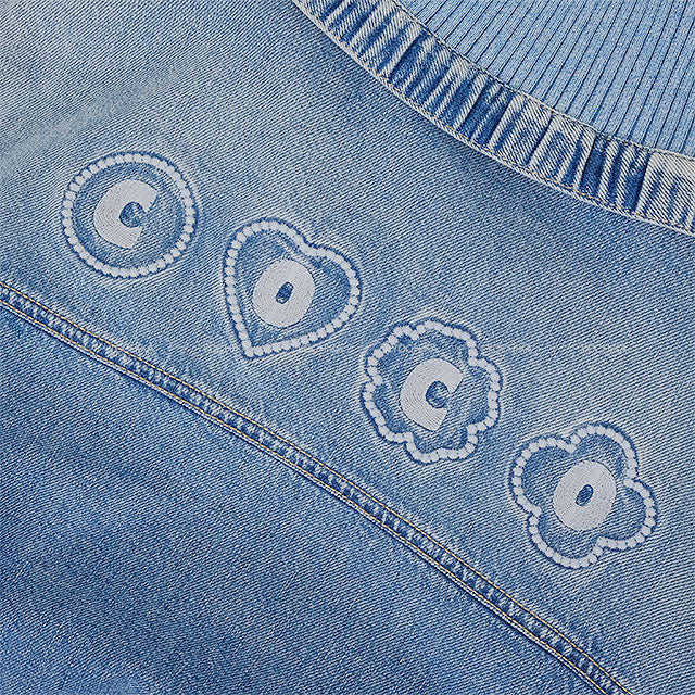 2025SS Coco Beach CHANEL Blouson Coco mark Heart Denim Jacket Blue Cotton #34 Silver HW P78559[BRAND NEW][Authentic]