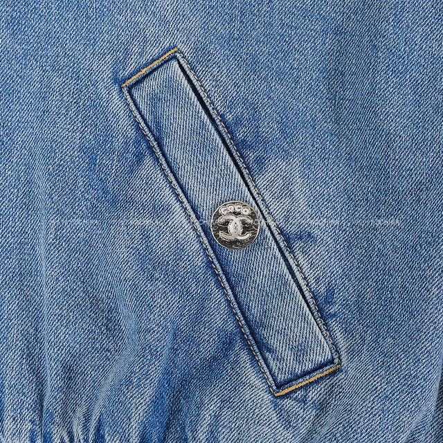 2025SS Coco Beach CHANEL Blouson Coco mark Heart Denim Jacket Blue Cotton #34 Silver HW P78559[BRAND NEW][Authentic]