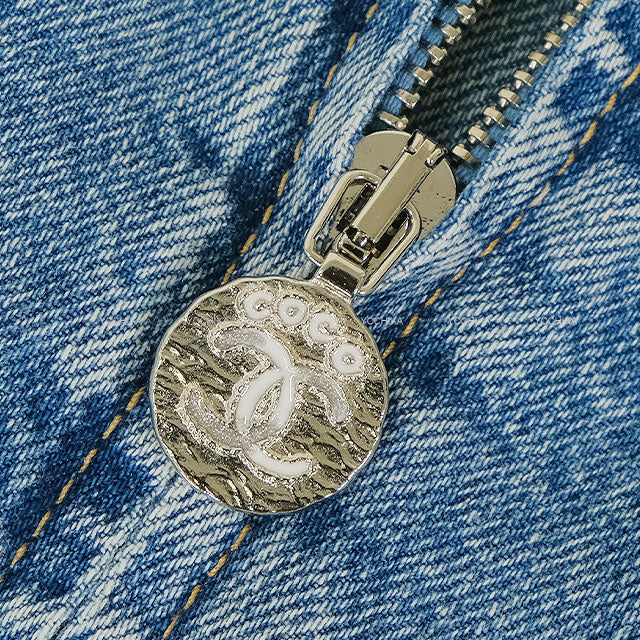 2025SS Coco Beach CHANEL Blouson Coco mark Heart Denim Jacket Blue Cotton #34 Silver HW P78559[BRAND NEW][Authentic]