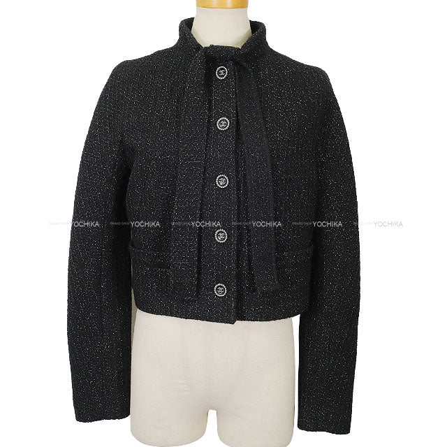 2024AW CHANEL Ladies Tweed Jacket Bow Tie Coco Button Noir (Black) Cotton/Polyester/Wool #34 P78054[BRAND NEW][Authentic]