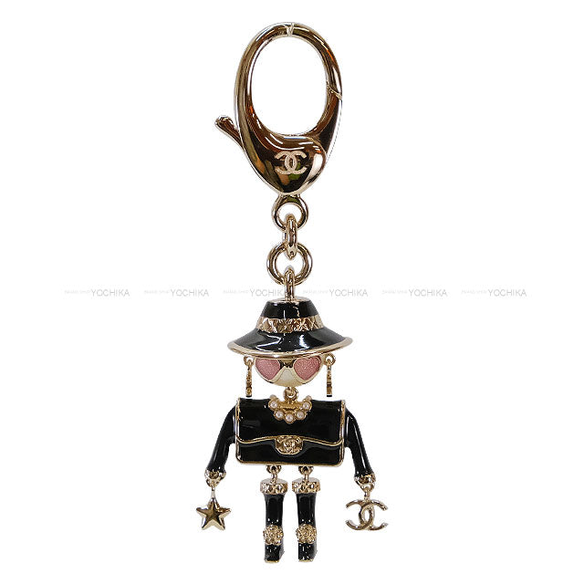 2025-2026 AW CHANEL key ring Mademoiselle Matelasse Noir (Black)/Gold/Pink/White Metal/Resin/Costume pearl Champagne Gold HW ABG014[BRAND NEW][Authentic]