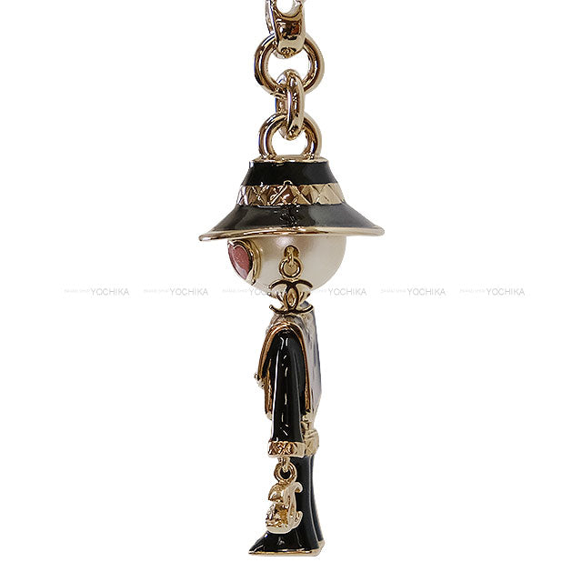 2025-2026 AW CHANEL key ring Mademoiselle Matelasse Noir (Black)/Gold/Pink/White Metal/Resin/Costume pearl Champagne Gold HW ABG014[BRAND NEW][Authentic]