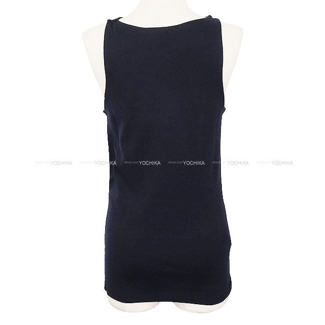 Miu Miu Tank top Logo Knit Blue Cotton #42 MMV310[BRAND NEW][Authentic]