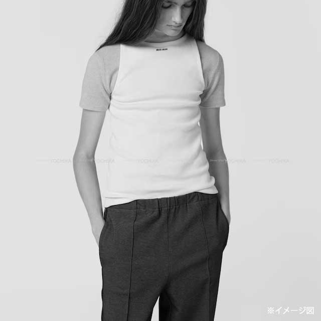 Miu Miu Tank top Logo Knit Blue Cotton #42 MMV310[BRAND NEW][Authentic]