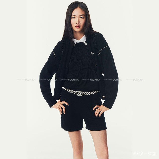 2025SS CHANEL Cardigan Zip Coco Mark Button Noir (Black) Cashmere/Elastane/Polyamide #34 Silver HW P79151[BRAND NEW][Authentic]