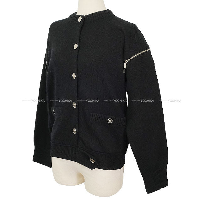 2025SS CHANEL Cardigan Zip Coco Mark Button Noir (Black) Cashmere/Elastane/Polyamide #34 Silver HW P79151[BRAND NEW][Authentic]