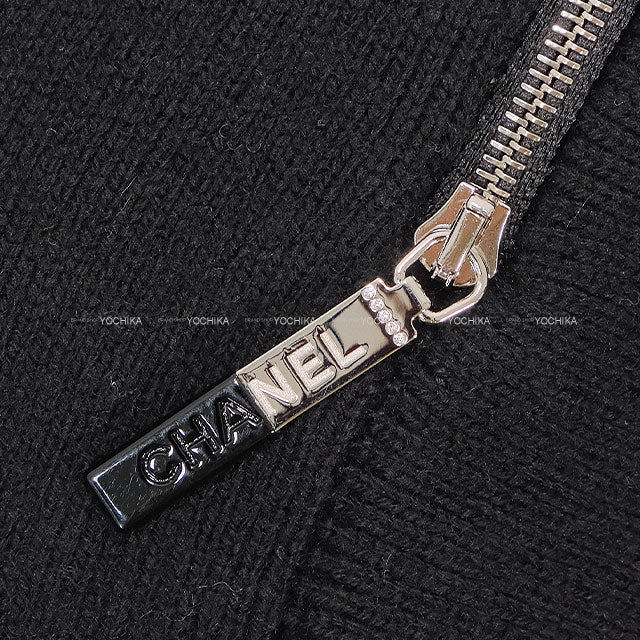 2025SS CHANEL Cardigan Zip Coco Mark Button Noir (Black) Cashmere/Elastane/Polyamide #34 Silver HW P79151[BRAND NEW][Authentic]