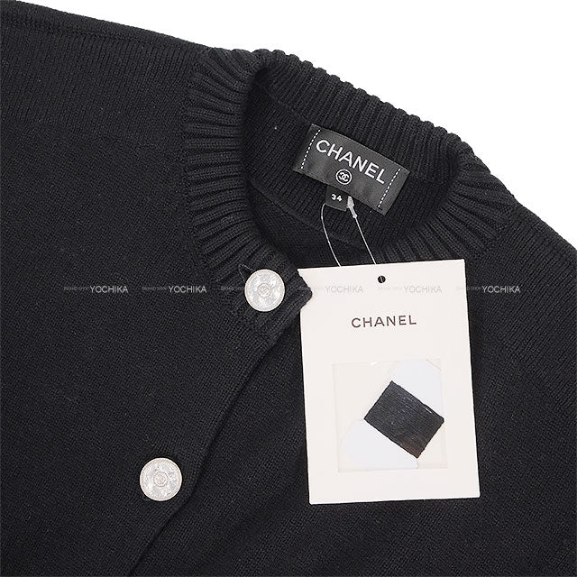 2025SS CHANEL Cardigan Zip Coco Mark Button Noir (Black) Cashmere/Elastane/Polyamide #34 Silver HW P79151[BRAND NEW][Authentic]