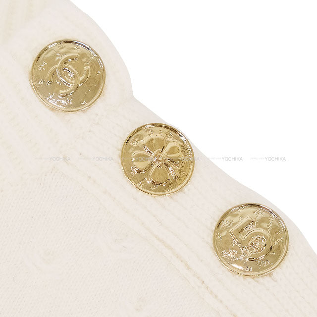 2025-2026AW CHANEL Knit Sweater Border Coco Mark Button Blanc (White)/Noir (Black) Cashmere/Elastane/Polyamide #34 Champagne Gold HW P80157[BRAND NEW][Authentic]