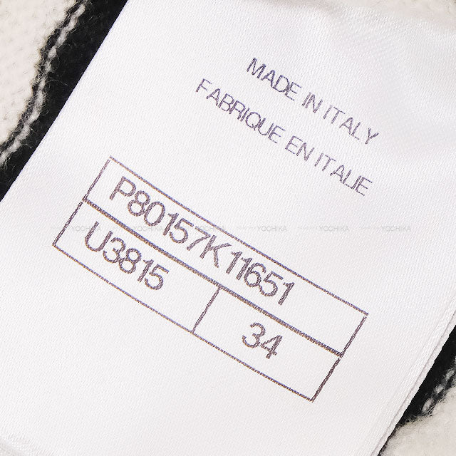 2025-2026AW CHANEL Knit Sweater Border Coco Mark Button Blanc (White)/Noir (Black) Cashmere/Elastane/Polyamide #34 Champagne Gold HW P80157[BRAND NEW][Authentic]