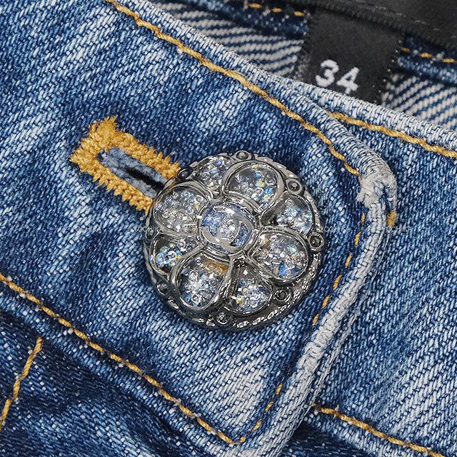 CHANEL Denim Pants Waist Coco mark Blue Cotton #34 P76791[BRAND NEW][Authentic]