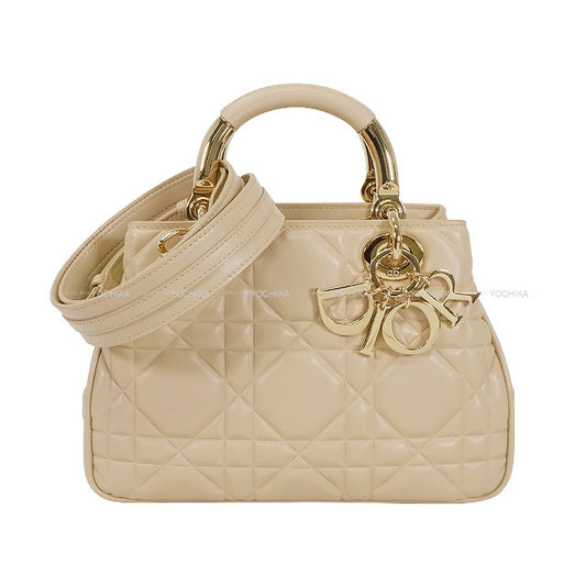 Dior Handbag Lady Dior Small 95.22 2way Cannage Beige Calfskin Gold HW[BRAND NEW][Authentic]