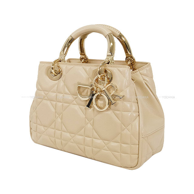 Dior Handbag Lady Dior Small 95.22 2way Cannage Beige Calfskin Gold HW[BRAND NEW][Authentic]