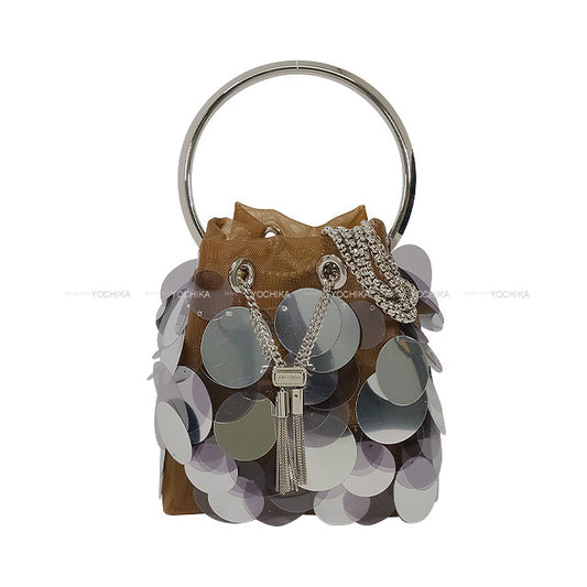 2025SS JIMMY CHOO Shoulder bag Chain Hand bah Bon Bon Biscuit/Silver Disco sequins/Mesh Silver HW 121956[BRAND NEW][Authentic]