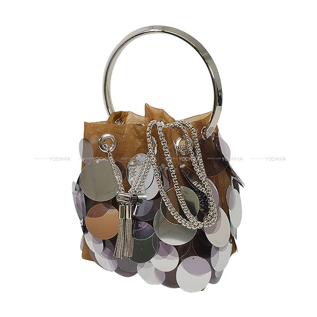 2025SS JIMMY CHOO Shoulder bag Chain Hand bah Bon Bon Biscuit/Silver Disco sequins/Mesh Silver HW 121956[BRAND NEW][Authentic]