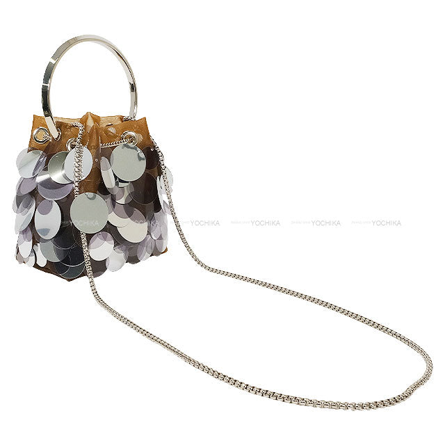 2025SS JIMMY CHOO Shoulder bag Chain Hand bah Bon Bon Biscuit/Silver Disco sequins/Mesh Silver HW 121956[BRAND NEW][Authentic]