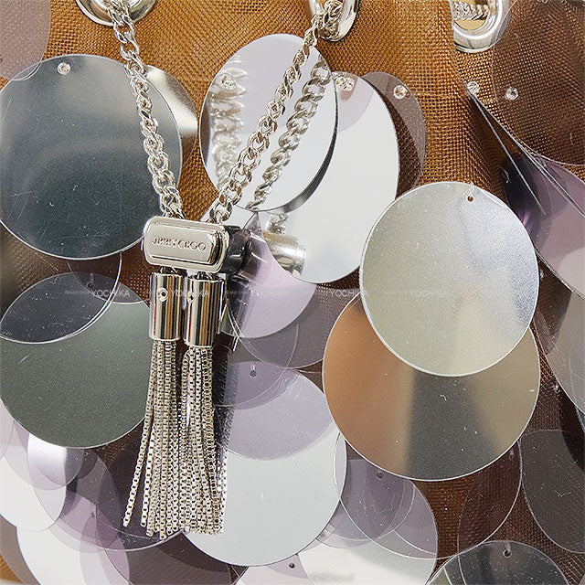 2025SS JIMMY CHOO Shoulder bag Chain Hand bah Bon Bon Biscuit/Silver Disco sequins/Mesh Silver HW 121956[BRAND NEW][Authentic]