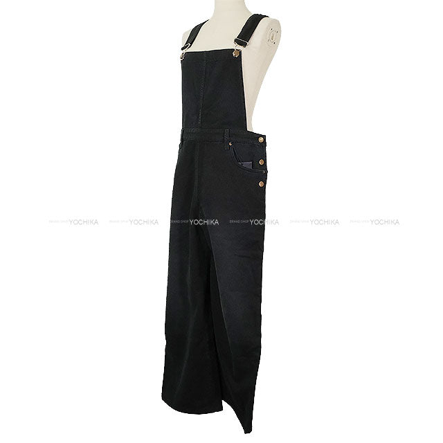 PRADA Overalls Logo Plate Denim Noir (Black) Cotton #36 Silver HW GFZ020[BRAND NEW][Authentic]