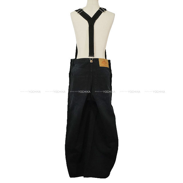 PRADA Overalls Logo Plate Denim Noir (Black) Cotton #36 Silver HW GFZ020[BRAND NEW][Authentic]