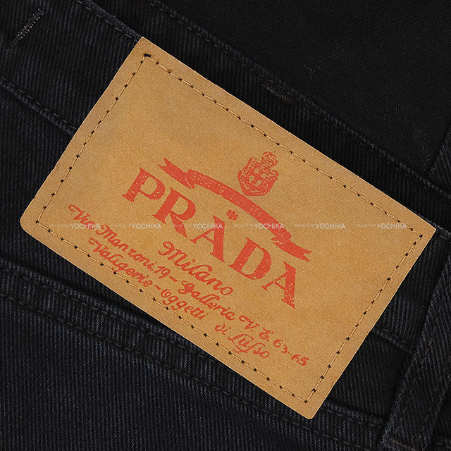 PRADA Overalls Logo Plate Denim Noir (Black) Cotton #36 Silver HW GFZ020[BRAND NEW][Authentic]