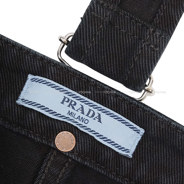 PRADA Overalls Logo Plate Denim Noir (Black) Cotton #36 Silver HW GFZ020[BRAND NEW][Authentic]