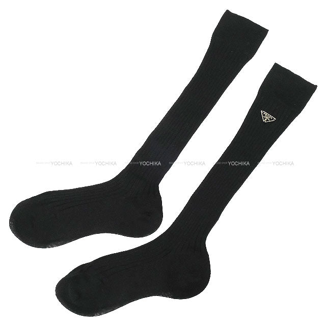 PRADA Long Socks Logo Plate Noir (Black) 66386[BRAND NEW][Authentic]