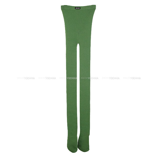 Miu Miu Tights Rib Logo #2 Edera Green Cotton MCZ480[BRAND NEW][Authentic]