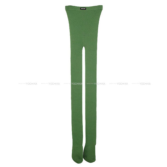 Miu Miu Tights Rib Logo #2 Edera Green Cotton MCZ480[BRAND NEW][Authentic]