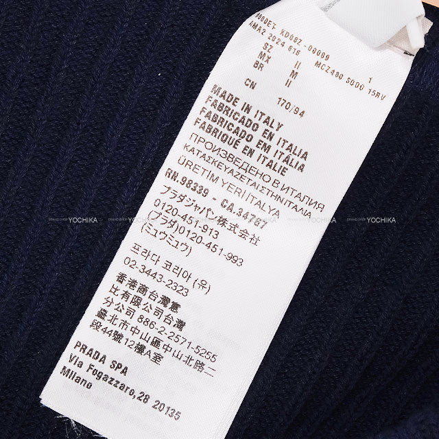 Miu Miu Tights Ribbed Cotton Logo #2 Navy Cotton MCZ480[BRAND NEW][Authentic]