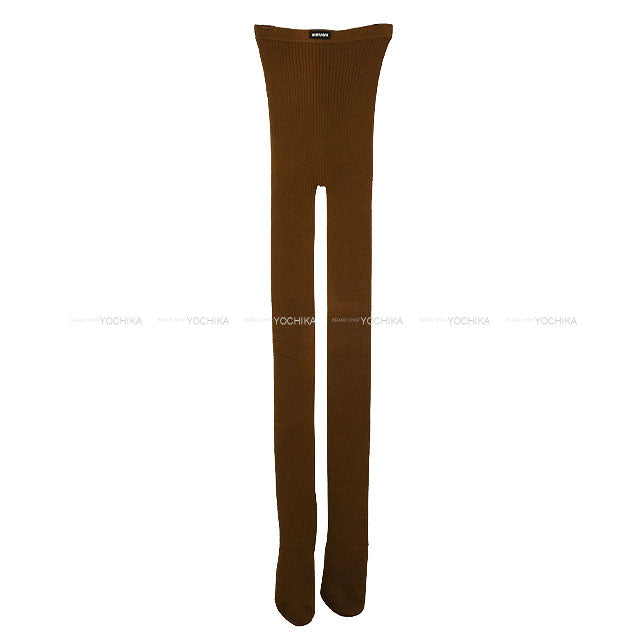 Miu Miu Tights Ribbed Cotton Logo #2 Tabacco Cotton MCZ480[BRAND NEW][Authentic]