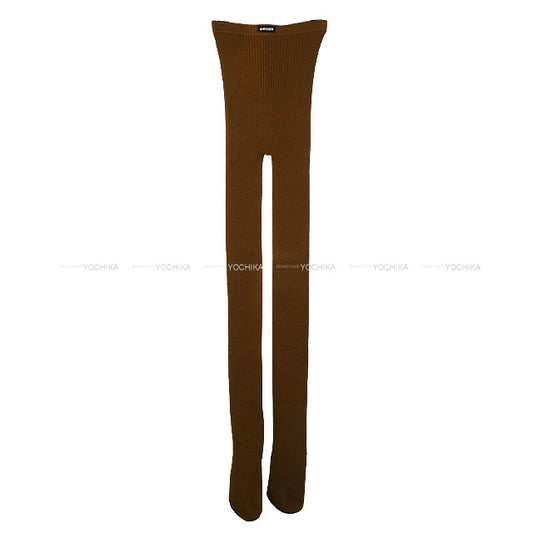Miu Miu Tights Ribbed Cotton Logo #2 Tabacco Cotton MCZ480[BRAND NEW][Authentic]
