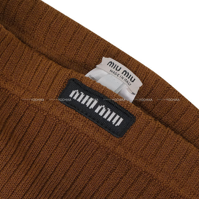 Miu Miu Tights Ribbed Cotton Logo #2 Tabacco Cotton MCZ480[BRAND NEW][Authentic]