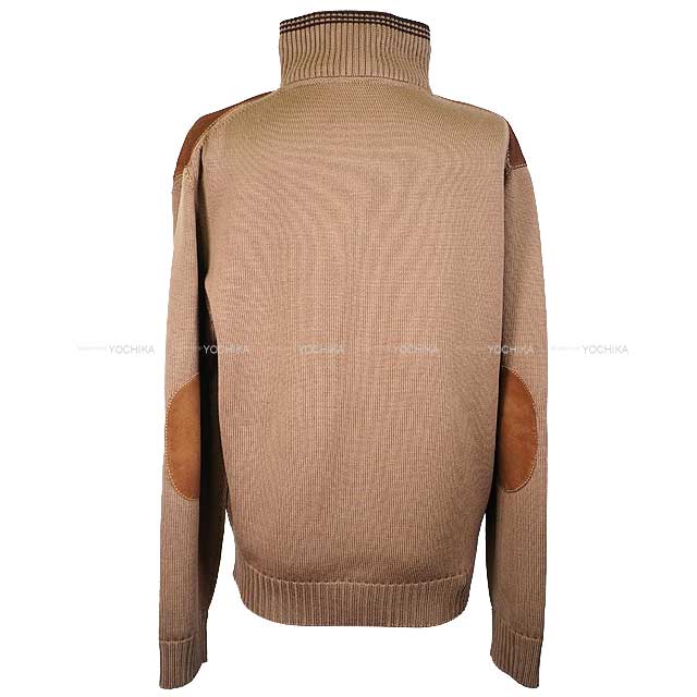 Miu Miu Cardigan Wool Leather zipper Caramel/Cinnamon Virgin Wool/Sheepskin #38 MMJ150-177Q-F04V6[BRAND NEW][Authentic]