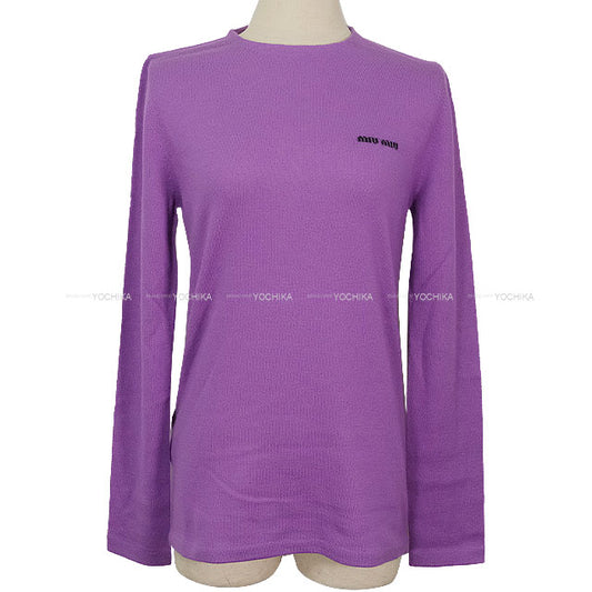 Miu Miu Knit long sleeve logo crew neck Pastel Purple Cashmere/Silk #38 MML01F-1717-F0230[BRAND NEW][Authentic]