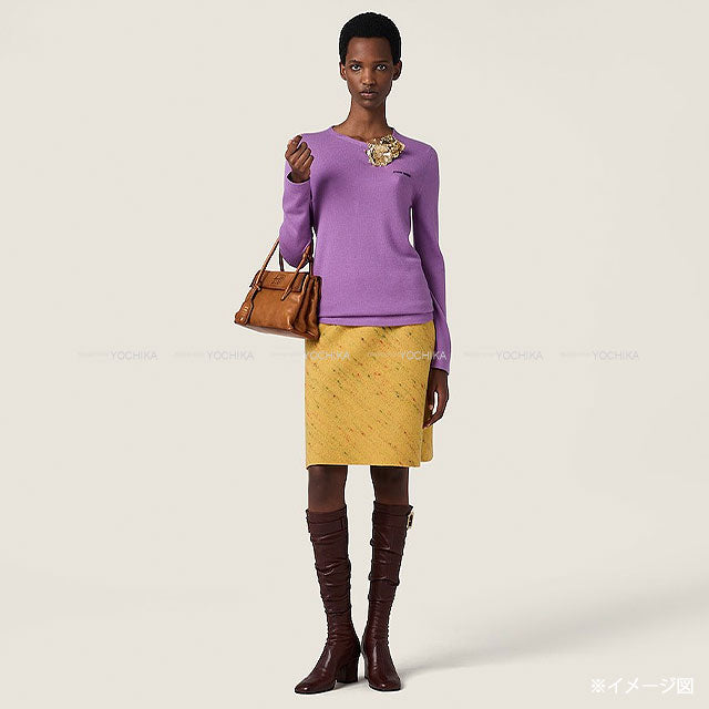 Miu Miu Knit long sleeve logo crew neck Pastel Purple Cashmere/Silk #38 MML01F-1717-F0230[BRAND NEW][Authentic]
