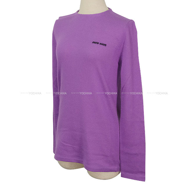 Miu Miu Knit long sleeve logo crew neck Pastel Purple Cashmere/Silk #38 MML01F-1717-F0230[BRAND NEW][Authentic]