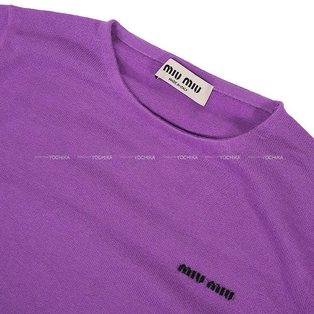 Miu Miu Knit long sleeve logo crew neck Pastel Purple Cashmere/Silk #38 MML01F-1717-F0230[BRAND NEW][Authentic]