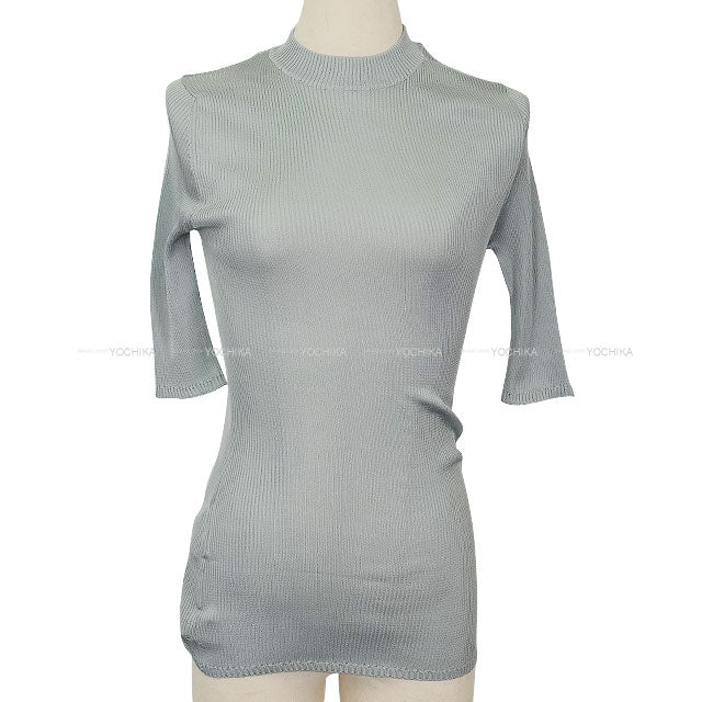 2024AW Miu Miu Knit Top Middle neck Turtle neck Rib Half length Astro Silk #42 MMR458 S000 18BQ[BRAND NEW][Authentic]