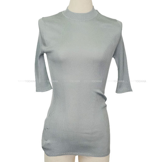 2024AW Miu Miu Knit Top Middle neck Turtle neck Rib Half length Astro Silk #42 MMR458 S000 18BQ[BRAND NEW][Authentic]