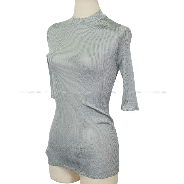 2024AW Miu Miu Knit Top Middle neck Turtle neck Rib Half length Astro Silk #42 MMR458 S000 18BQ[BRAND NEW][Authentic]